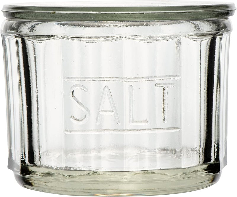 Creative Co-op Round Pressed Glass Salt Cellar - Image 1