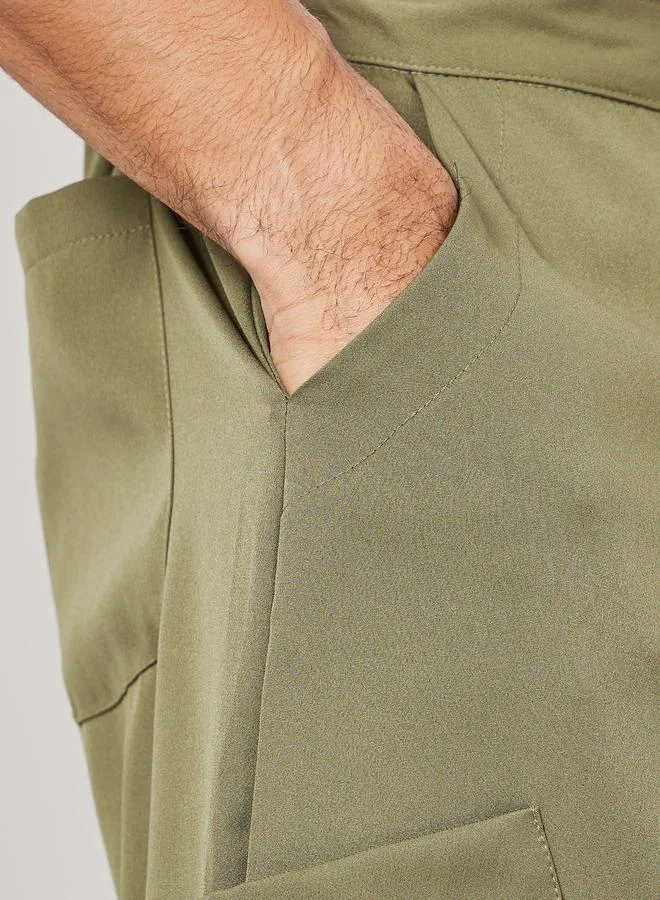 Styli Oversized Parachute Woven Drawcord Hem Shorts with Pocket Detail