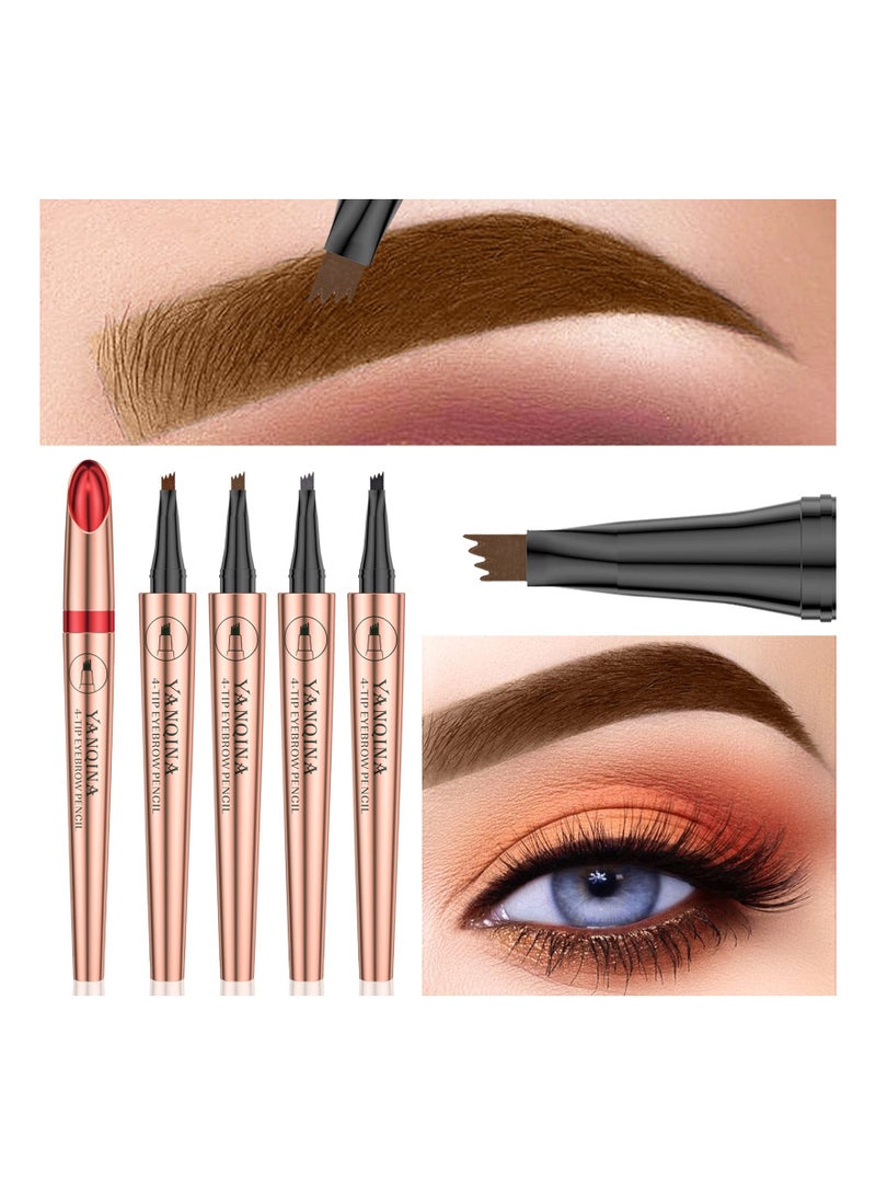Excefore Eyebrow Pencils, Eye Makeup Pencils Long Lasting Waterproof Micro 4-Point Lifter and Microblading Pencil Perfect Brows - Image 5