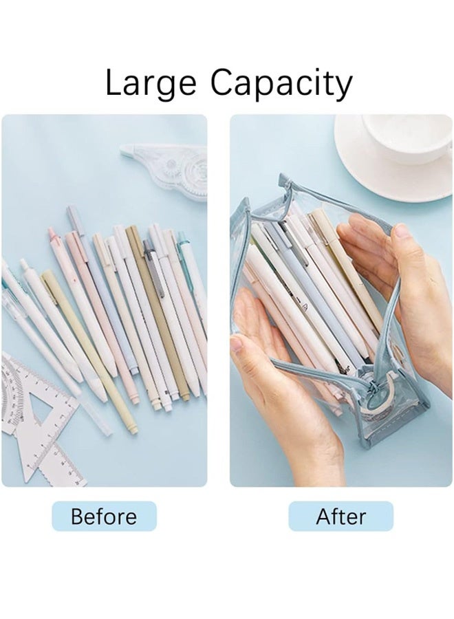 4 PCS Pencil Cases Pen Pouch Clear Transparent Marker Pouch with Zipper, Exam Pencil Storage Bag Travel Cosmetic Makeup Bag, Stationery Toiletries Organizer for Students Adults Teen - Image 5