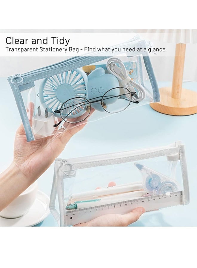 4 PCS Pencil Cases Pen Pouch Clear Transparent Marker Pouch with Zipper, Exam Pencil Storage Bag Travel Cosmetic Makeup Bag, Stationery Toiletries Organizer for Students Adults Teen - Image 3