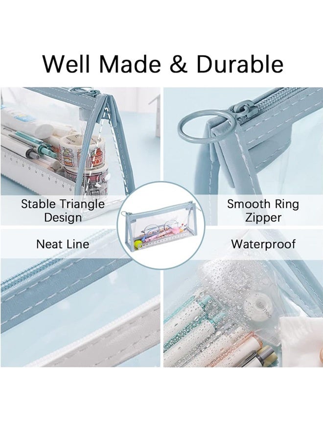 4 PCS Pencil Cases Pen Pouch Clear Transparent Marker Pouch with Zipper, Exam Pencil Storage Bag Travel Cosmetic Makeup Bag, Stationery Toiletries Organizer for Students Adults Teen - Image 4