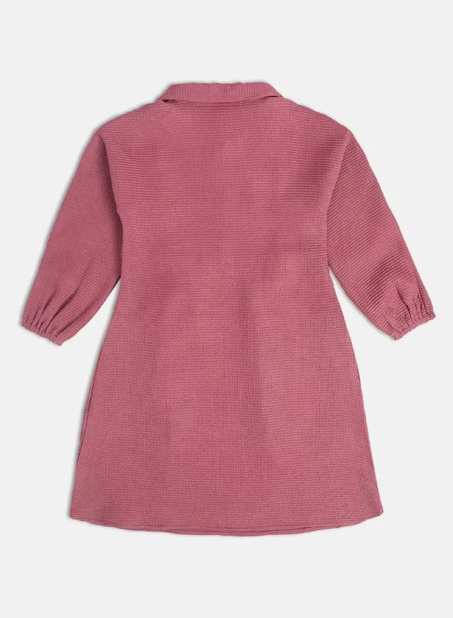 Miniklub Girls Textured Collared Dress with Slip Pocket