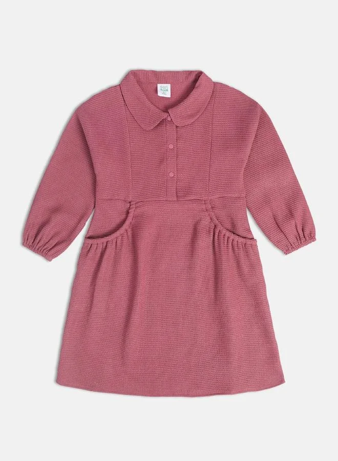 Miniklub Girls Textured Collared Dress with Slip Pocket
