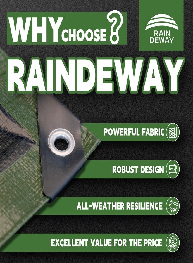 RAINDEWAY 8x10 Tarp Heavy Duty Waterproof,9Mil Thick,Large Tarps Multipurpose Poly Tarp Cover for Camping,Rain,Durable with Metal Grommets and Reinforced Edges,Finished Size Green/Black - Image 2