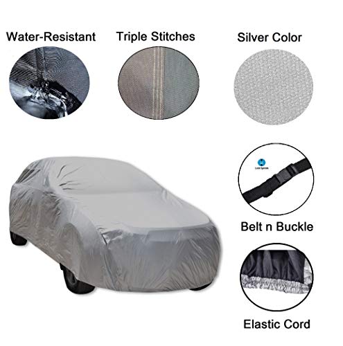 Auto Hub Car Cover Compatible with Maruti WagonR (Model : 2004-2018) with Water Resistant, Triple Stitched, WagonR Car Cover, Plain Silver - Image 3
