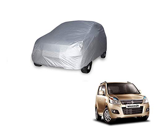 Auto Hub Car Cover Compatible with Maruti WagonR (Model : 2004-2018) with Water Resistant, Triple Stitched, WagonR Car Cover, Plain Silver - Image 1