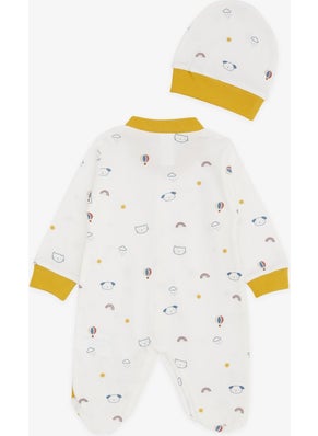 Breeze Baby Boy Booties Rompers Sky Themed Animal Patterned 0-3 Months-6 Months, Ecru  - Image 2