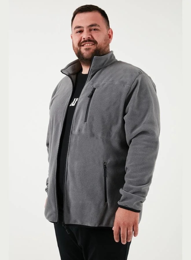 Buratti  Buratti Regular Fit Stand Collar Zip-Up Plus Size Fleece Cardigan Men's CARDIGAN 5906028B for Men | Best Price UAE