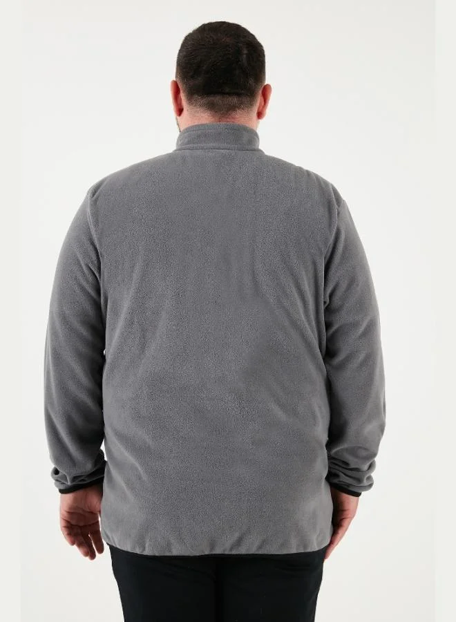 Buratti  Buratti Regular Fit Stand Collar Zip-Up Plus Size Fleece Cardigan Men's CARDIGAN 5906028B for Men | Best Price UAE