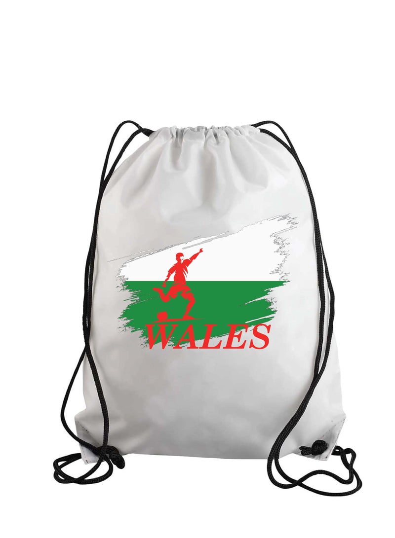 Wales Soccer Drawstring Bag or Backpack Suitable for Adults and Kids and Sports Fans (Design 1)