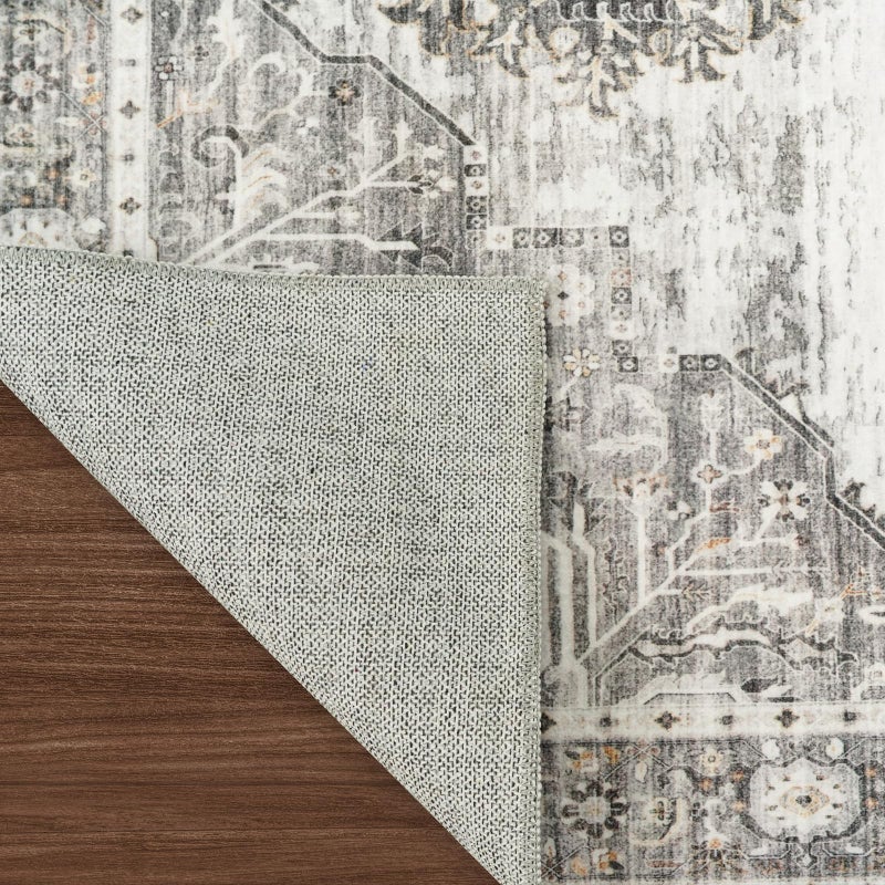 RUUGME Washable 8x10 Area Rugs - Large Rugs for Living Room Stain Resistant Carpet Vintage Rugs for Bedroom with Non Slip Backing Home Decor Floor Decoration Mat (8x10 Grey) - Image 5