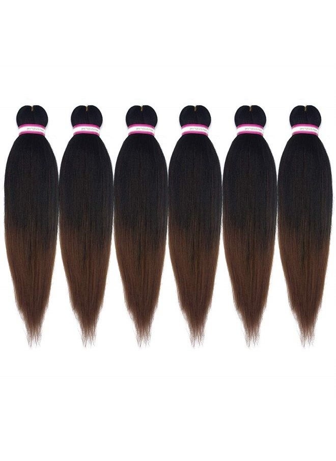 Dorsanee - Pre-stretched Braiding Hair Extension Ombre Natural Black Brown Professional Crochet Braiding Hair 20 Inch 6 Packs Hot Water Setting Perm Yaki Synthetic Hair for Twist Braids (#1B/30) - Image 1