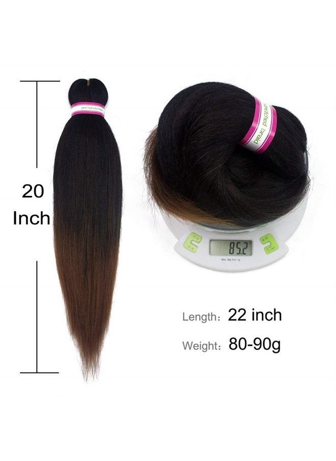 Dorsanee - Pre-stretched Braiding Hair Extension Ombre Natural Black Brown Professional Crochet Braiding Hair 20 Inch 6 Packs Hot Water Setting Perm Yaki Synthetic Hair for Twist Braids (#1B/30) - Image 1