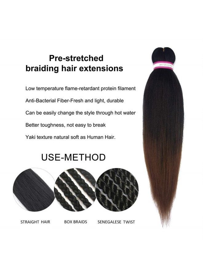 Dorsanee - Pre-stretched Braiding Hair Extension Ombre Natural Black Brown Professional Crochet Braiding Hair 20 Inch 6 Packs Hot Water Setting Perm Yaki Synthetic Hair for Twist Braids (#1B/30) - Image 1