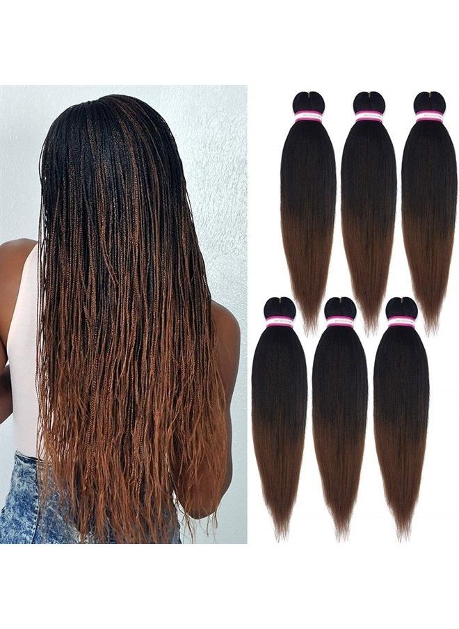 Dorsanee - Pre-stretched Braiding Hair Extension Ombre Natural Black Brown Professional Crochet Braiding Hair 20 Inch 6 Packs Hot Water Setting Perm Yaki Synthetic Hair for Twist Braids (#1B/30) - Image 1