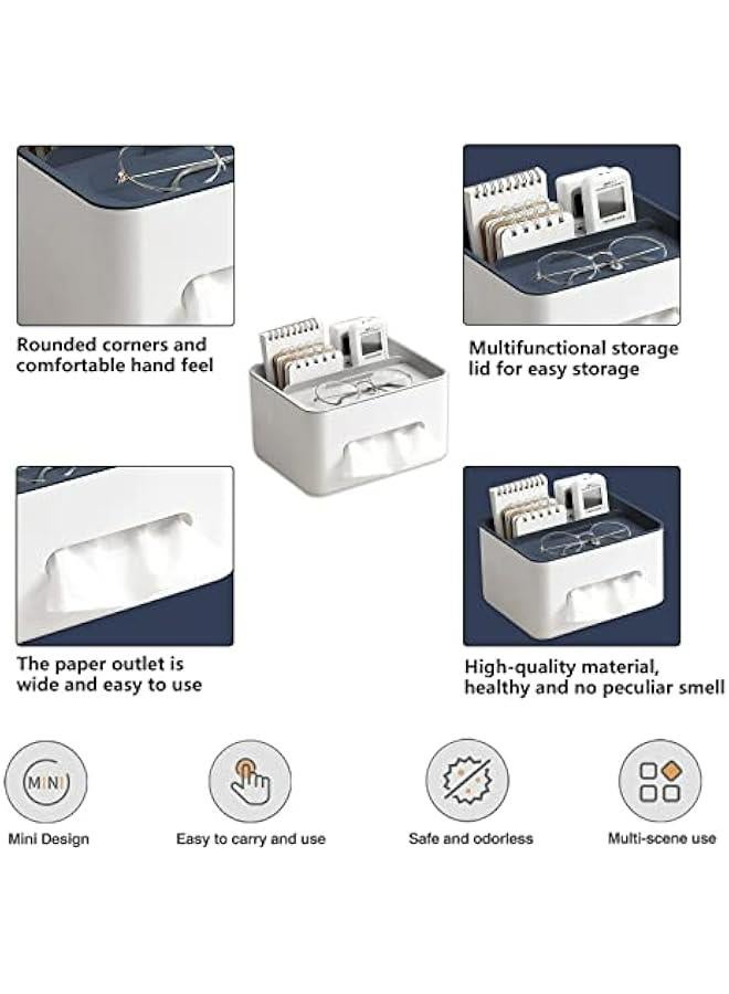 Rectangular Tissue Box Cover Holder with Storage Napkin Tissue Box Holder with Stationery Remote Control Box Decorative Tissue Pen Remote Organizer for Home/Office/Car/Restaurant Grey  - Image 2