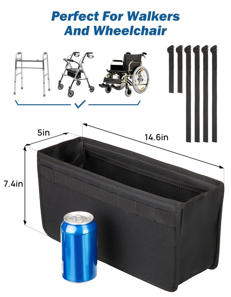 JOYTUTUS Walker Basket for Folding Walker, Basket for Walkers for Seniors,Rollator Walkers Storage Bag, Can be Installed Outside or Inside of Walker, Wheerchair - Image 5
