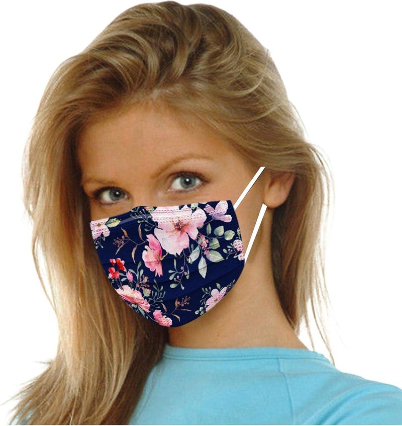 woobles 50PCS Spring Floral Disposable Face Masks for Women Adults with Design Colored Flower Paper Masks Full Face Protection S - Image 4