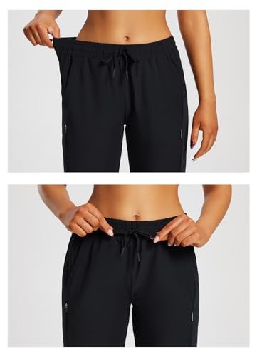 baleaf Women's 15" Long Shorts Below The Knee Capri Hiking Cargo Shorts Lightweight Quick Dry Elastic Waist for Casual Black XL - Image 4