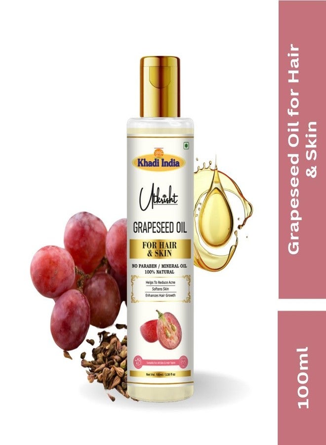 Utkrisht Khadi Grapeseed Oil For Skin & Hair 100ml | Pure & Natural Oil for Hair Growth & Nourishing Skin Care | Non Sticky, Paraben, Mineral Oil Free | For All Hair Types | Daily Use for Men & Women - Image 3