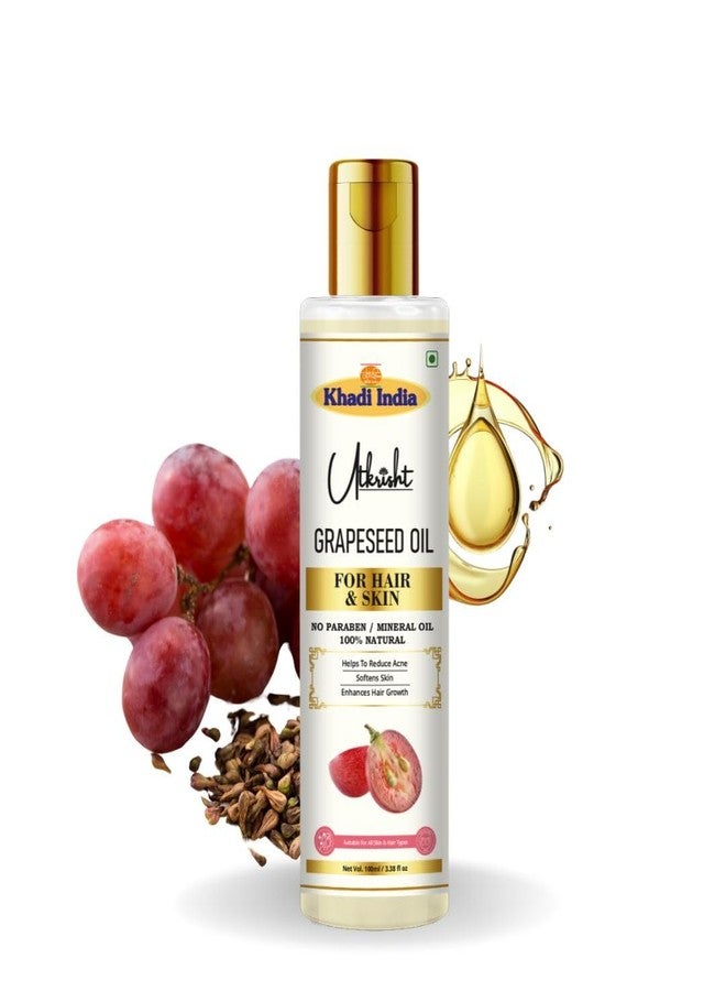 Utkrisht Khadi Grapeseed Oil For Skin & Hair 100ml | Pure & Natural Oil for Hair Growth & Nourishing Skin Care | Non Sticky, Paraben, Mineral Oil Free | For All Hair Types | Daily Use for Men & Women - Image 2