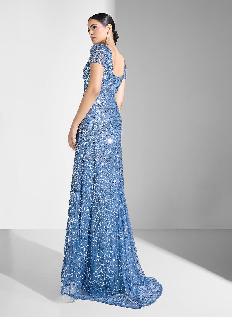 Adrianna Papell Crew Neck Sequin Maxi Dress - Image 2