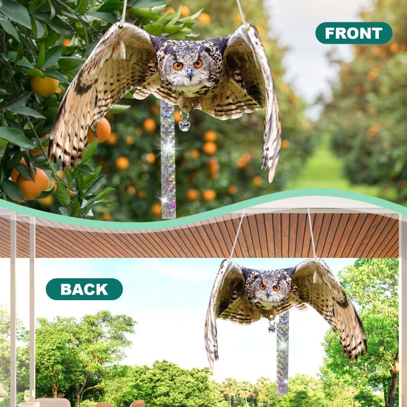 Vicsiyi Owls to Keep Birds Away: 3Pack Fake Owls with Reflective Tape for Garden Patio, Reflective Hanging Decoration to Keep Birds Pigeon from Windows Tree - Image 3