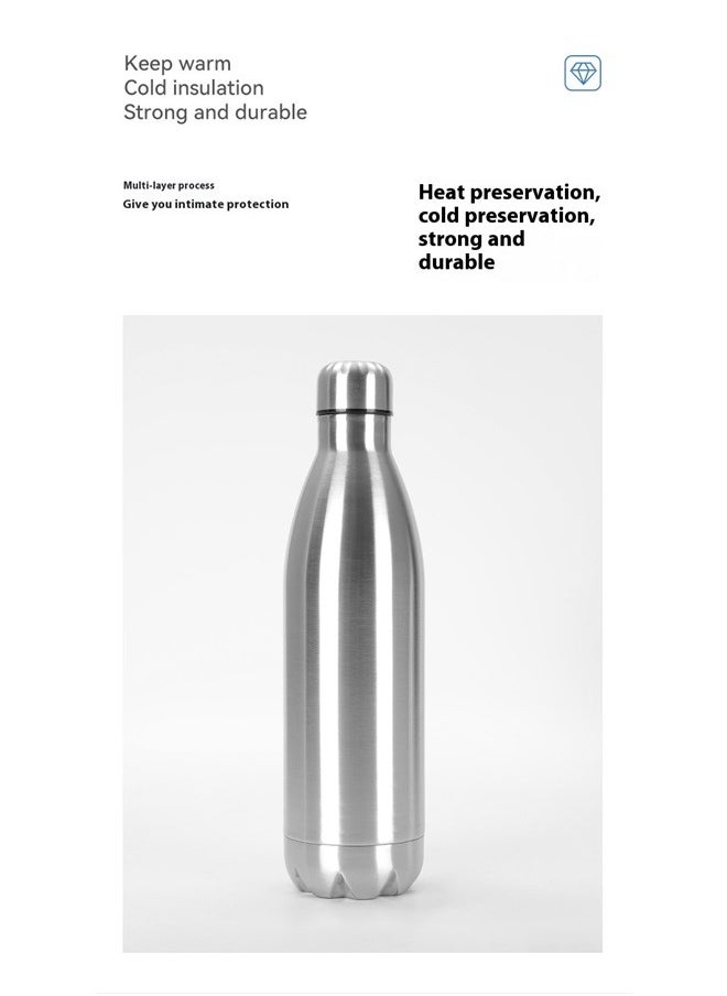 yongsheng Water Bottle Silver 31x8cm，Stainless Steel Vacuum shape bottle, narrow mouth thermos flask keeping warm and cold 750ml  - Image 3