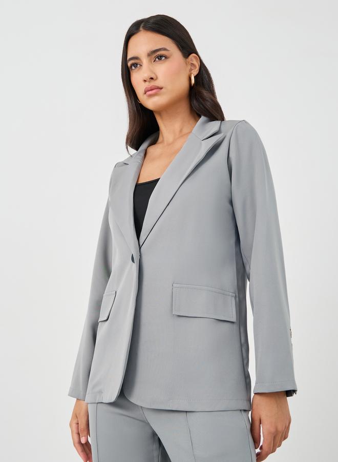 Styli Styli Solid Lapel Collar Blazer and Trousers Co-Ords  - Image 2