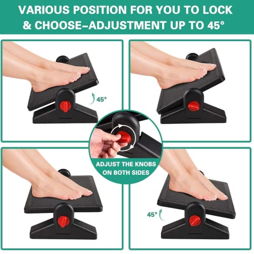 Metron Adjustable Under Desk Foot Rest with Memory Foam Cushion – Ergonomic Office Footrest with 2 Height Options and Tilt Angle Adjustment – Foot Support for Desk, Home, and Work Use - Image 5