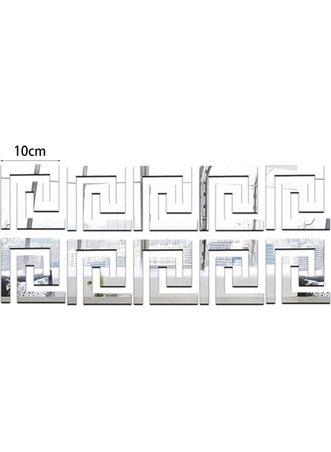 NIBEMINENT 10-Piece DIY Mirror Removable Wall Decals Silver - Image 1
