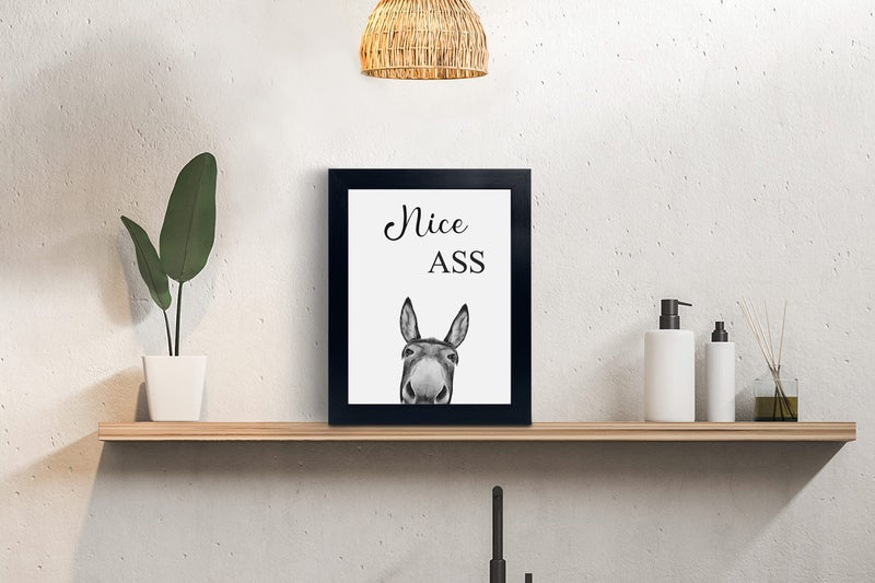 YongArt Donkey Animal Prints Toilet Room Decor Nice Ass Quotes Bathroom Sign  Funny Bathroom Decor Bathroom Signs  Funny Bathroom Wall Art  Bathroom Decor Poster  Toilet Art  Guest Bathroom Wall Decor - Image 1