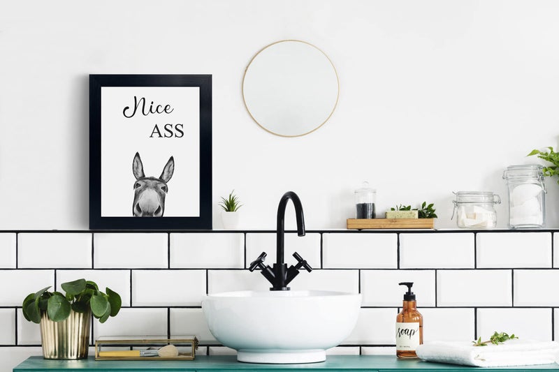 YongArt Donkey Animal Prints Toilet Room Decor Nice Ass Quotes Bathroom Sign  Funny Bathroom Decor Bathroom Signs  Funny Bathroom Wall Art  Bathroom Decor Poster  Toilet Art  Guest Bathroom Wall Decor - Image 3