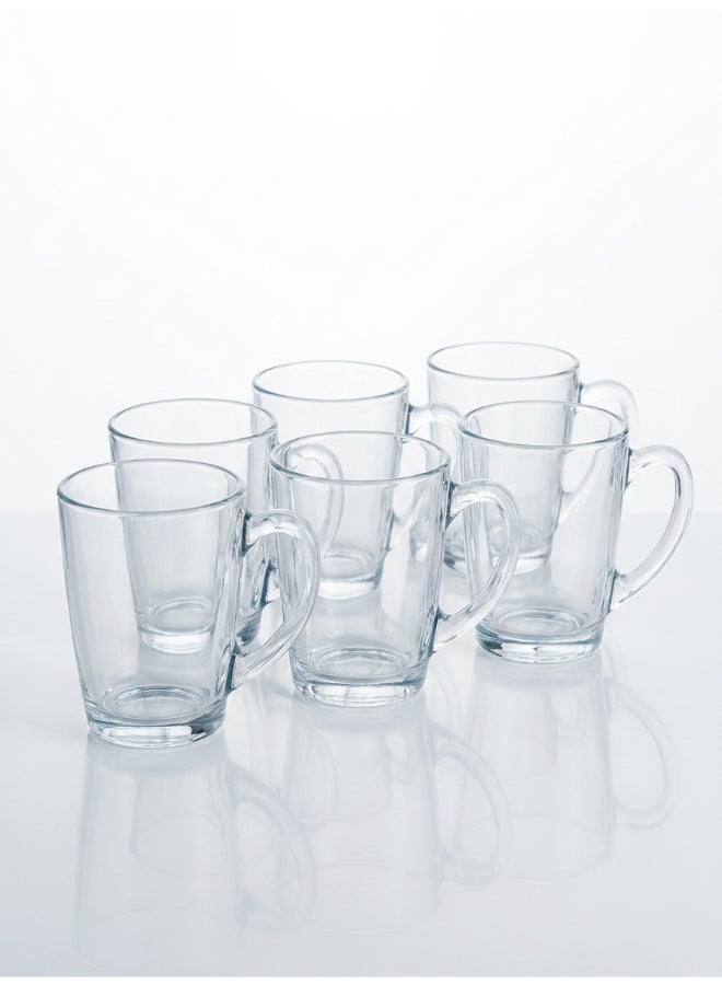 Luminarc New Morning 6 piece Tea & Coffee Mug Set 32 cl, Tempered Glass, Dishwasher safe, Micowave safe - Image 1
