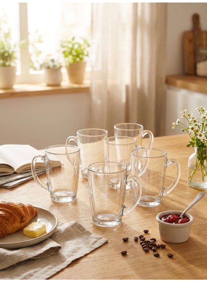 Luminarc New Morning 6 piece Tea & Coffee Mug Set 32 cl, Tempered Glass, Dishwasher safe, Micowave safe - Image 3