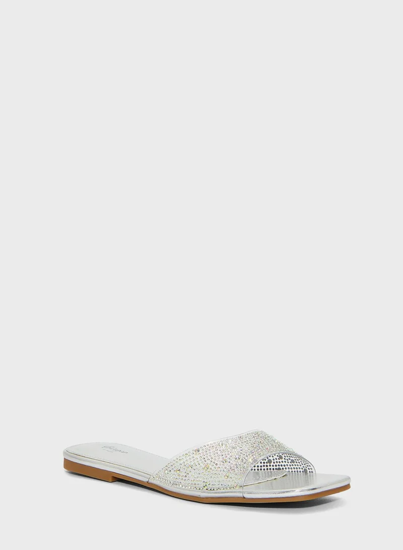 Ginger Embellished Clear Strap Sandals