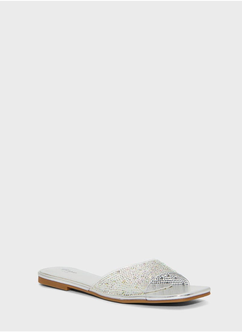 Ginger - Embellished Clear Strap Sandals - Image 1