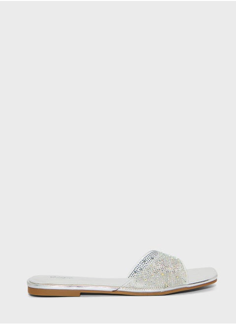 Embellished Clear Strap Sandals