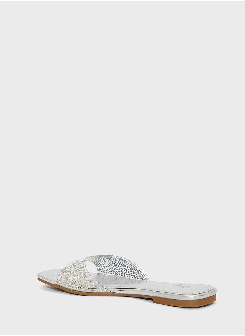Ginger - Embellished Clear Strap Sandals - Image 1
