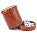 RERIVER Brown PU Leather Dice Cup with Lid Velvet Interior Quiet Dice Shaker Cup with 6 Dice for Liars DiceFarkleYahtzee Games 1 Pack - Image 2