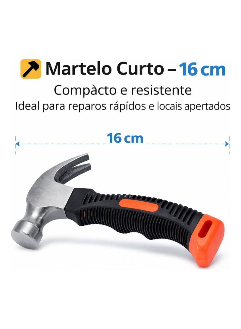 Stubby Claw Hammer 16cm Compact Size High-Carbon Steel Head with Ergonomic Non-Slip Rubber Grip for Home DIY Repairs and Tight Spaces - Image 4