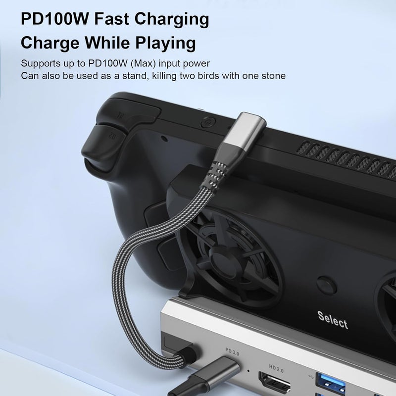 Yunseity 9 in 1 USB C Hub Dual Fan Gaming Hub with 4K 100W PD 3 x USB 3.0 x 2.0 RJ45 for Laptops - Image 5