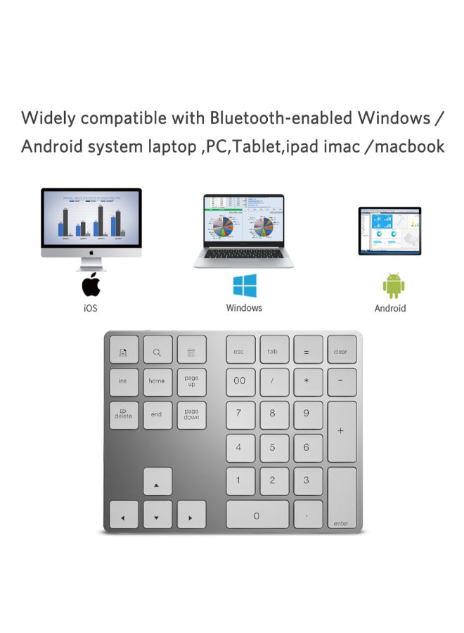High Grade Wireless Numeric Keyboard Silver - Image 3