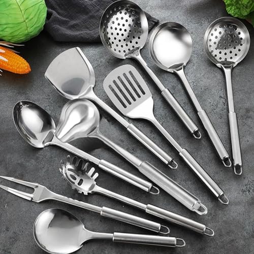Ragyzity 304 Stainless Steel Kitchen Utensil Set, 13PCS Cooking Nonstick Cookware Set Serving Utensils Cooking Utensil All Metal Cooking Spoons, Comfortable Grip Stainless Steel Utensils Set - Image 4