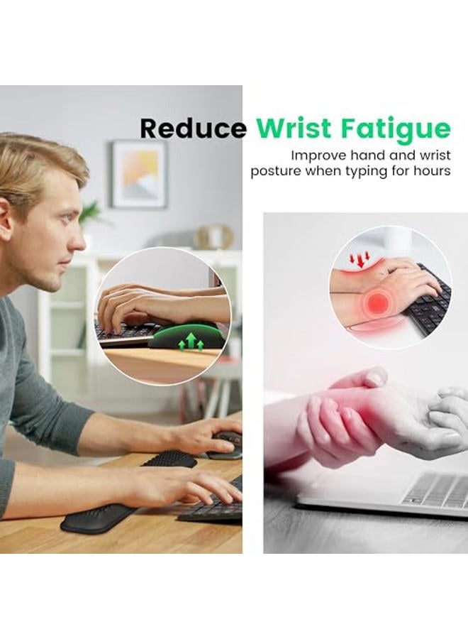 MEKASS Ergonomic Wrist Rest for Keyboard and Mouse, Soft Memory Foam Keyboard Wrist Rest Set with Non-Slip Silicone Base, Easy Typing, Pain Relief, Comfort for Office, Work, Gaming (Light Gray) - Image 2