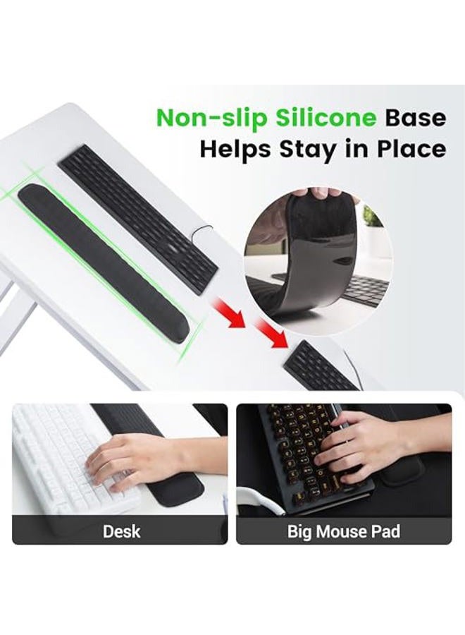 MEKASS Ergonomic Wrist Rest for Keyboard and Mouse, Soft Memory Foam Keyboard Wrist Rest Set with Non-Slip Silicone Base, Easy Typing, Pain Relief, Comfort for Office, Work, Gaming (Light Gray) - Image 5