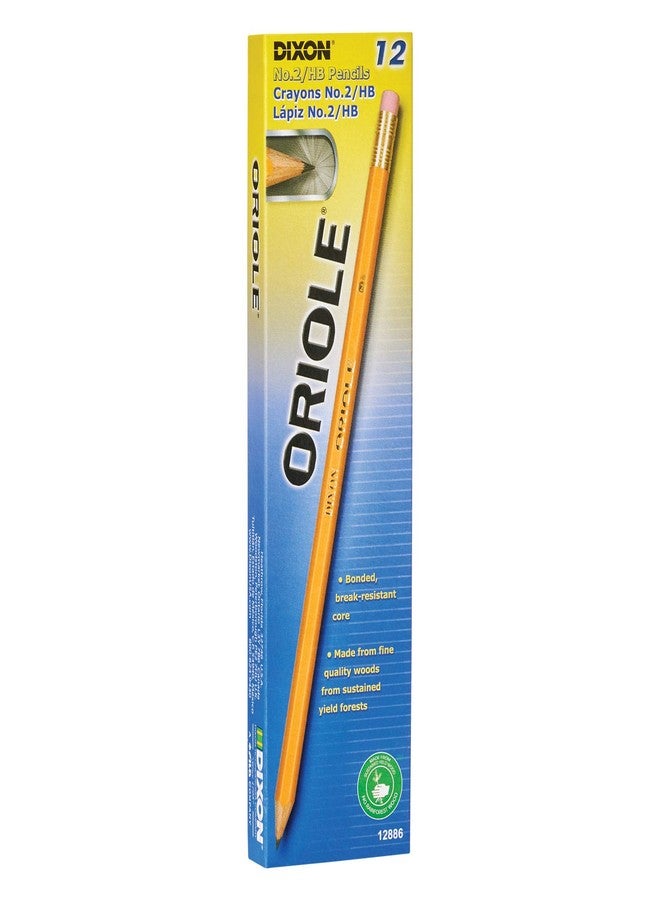 Dixon Oriole No.2 Pre-Sharpened Black Core Soft Pencils, Yellow, 12 Count (12886) - Image 1