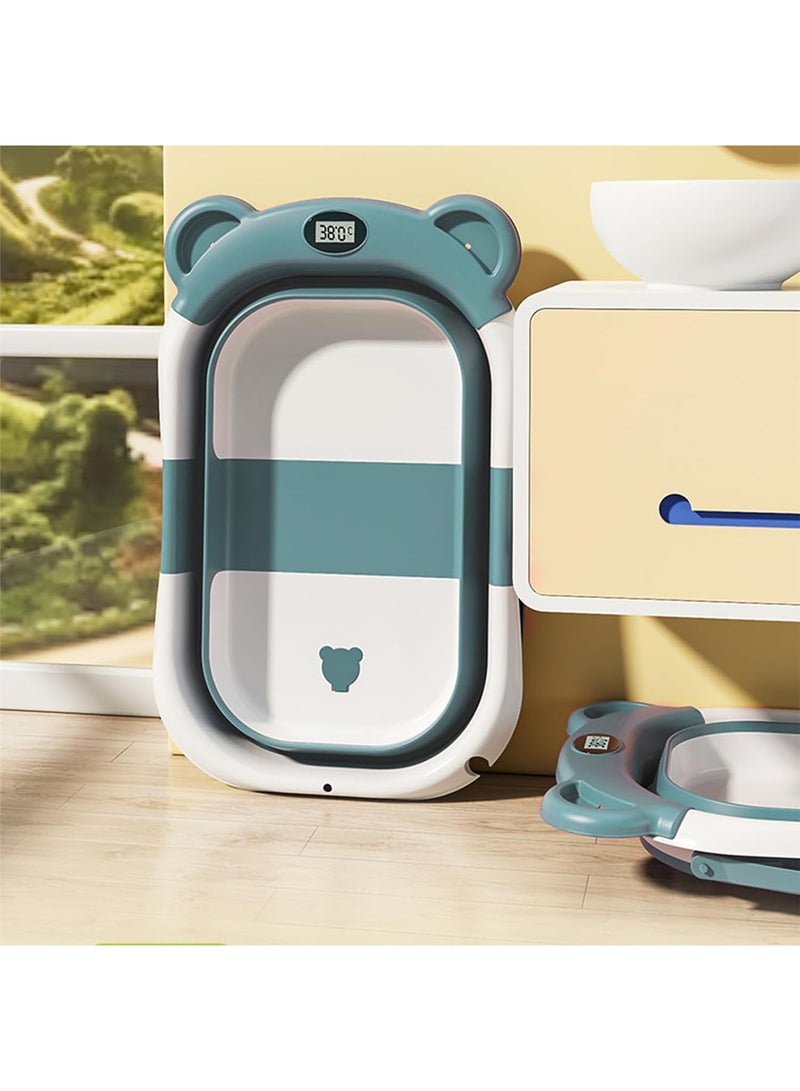 جي تي-ويل حوض استحمام للأطفال مزود بميزان حرارة بساط حمام وفتحة تصريف للأطفال حديثي الولادة حتى سن 36 شهرًا - Image 4