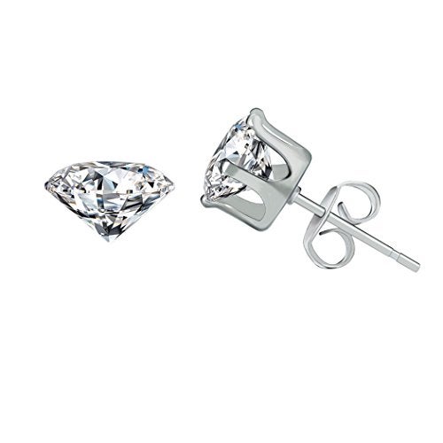 HOVEOX 6 Pairs Alloy Womens Stud Earrings Round Clear Cubic Zirconia Inlaid Simulated Diamond Rhinestone Hypoallergenic Pierced Jewelry CZ Studs 0.1 inch-0.3 inch for Unisex Teens and Women, Silver - Image 4